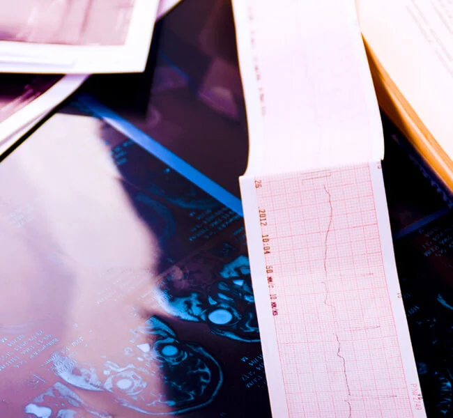 Dossier médical d'un patient avec examens d'imagerie présentés lors de l'admission chez IRIFIV